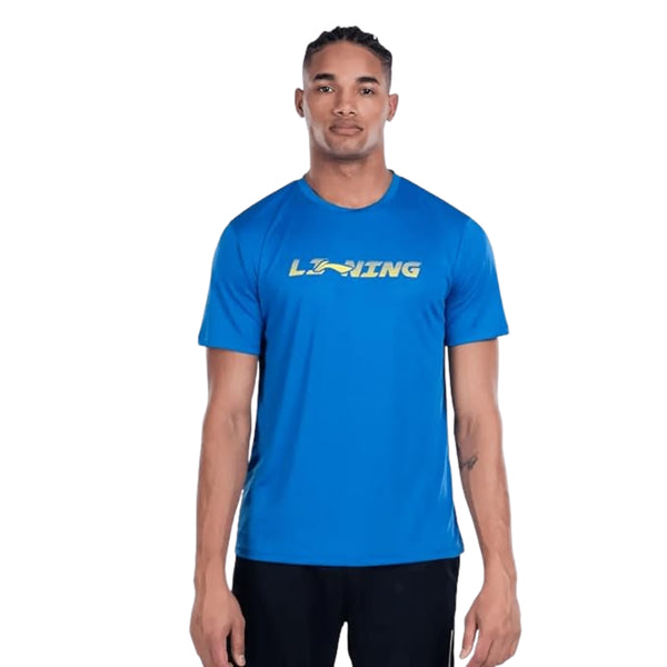 Li-Ning ATSU847-8 Men’s R-Neck Badminton T-Shirt – Blue | Lightweight, Breathable & Quick-Dry Sportswear for Training and Match Play
