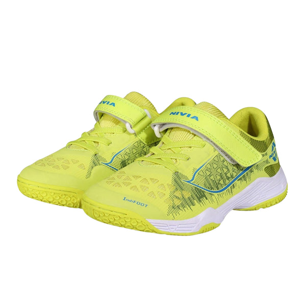 NIVIA Hy Court 3.0 Kid's Badminton Shoes – Mesh & TPU Upper, Duofoam Cushion, Non-Marking Rubber Sole | Lightweight Comfort | For Indoor Badminton & Fast-Paced Court Sports