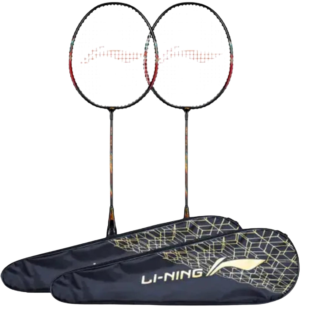 Li-Ning AYPU165-1 Smash XP 60 IV Strung Badminton Racquet with Full Cover (Pack of 2), G5 – Black/Red | Durable Aluminum Frame, Pre-Strung Racquets for Beginners - Best Price online Prokicksports.com