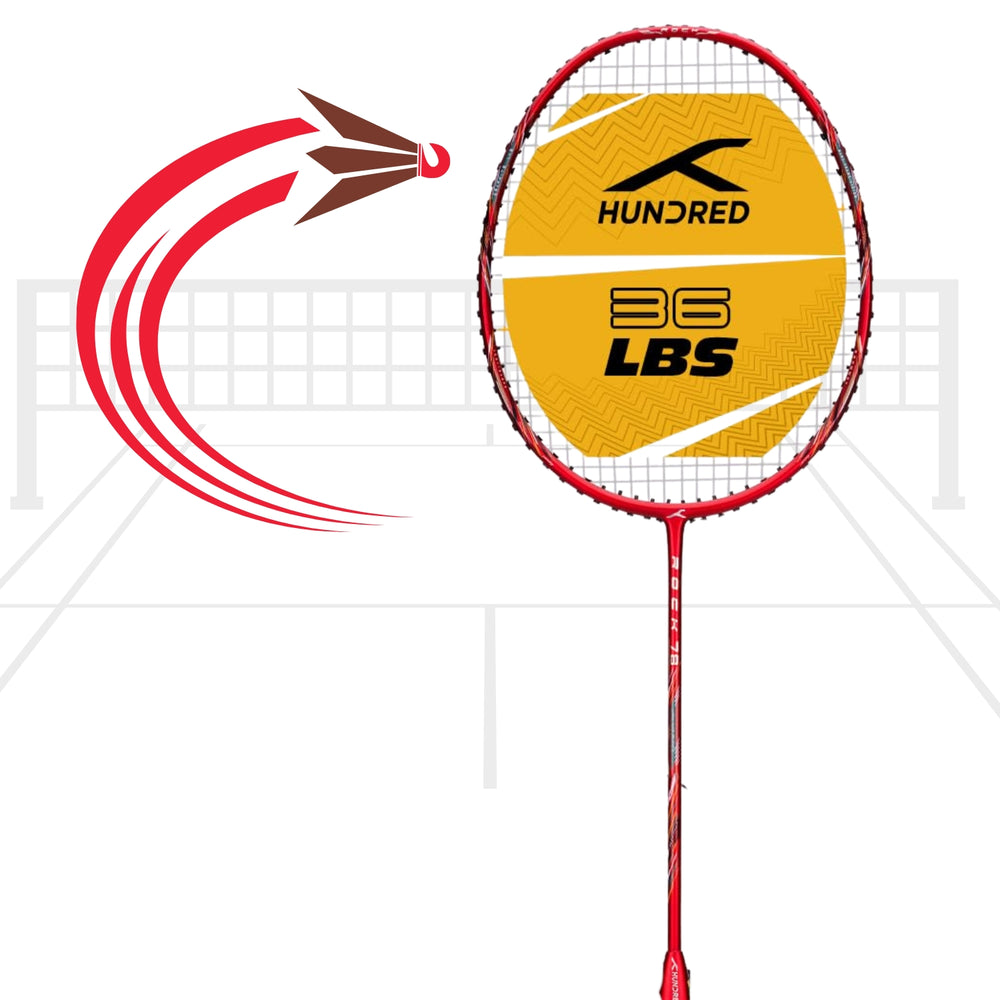 Hundred Rock 78 Unstrung Badminton Racket – Dark Red | Ultra-Light 78g Graphite Frame, 36 LBS Tension Capacity, for Intermediate & Advanced Players