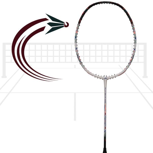 Hundred Flutter FF Zoom Unstrung Badminton Racket – White/Black | Ultra-Light 78g Graphite Frame, 32 LBS Tension Capacity, for Intermediate & Advanced Players