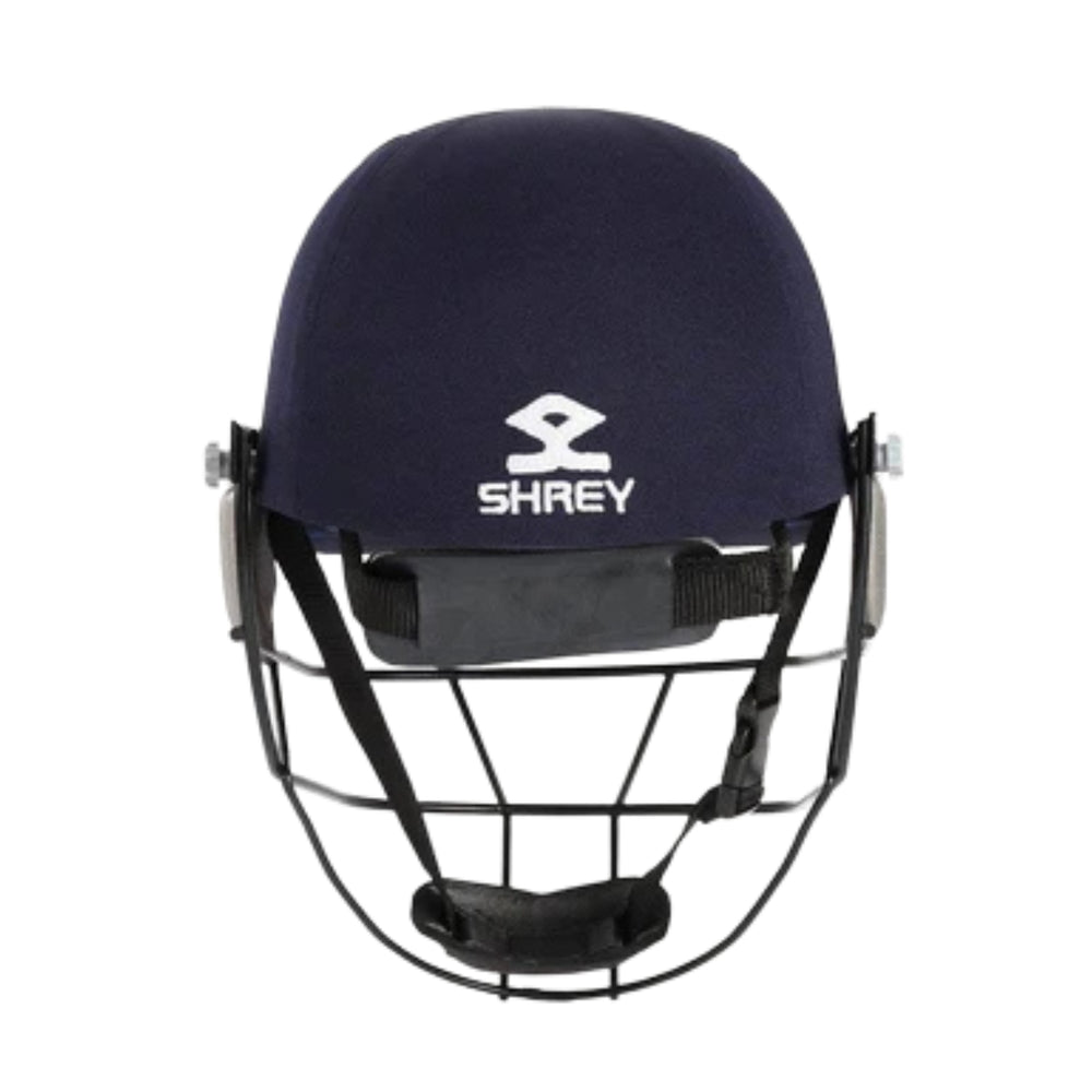 Shrey Premium 2.0 Mild Steel Visor Cricket Helmet – Men’s Large (Navy Blue) | Durable Mild Steel Grill, High-Impact ABS Shell, Adjustable Fit