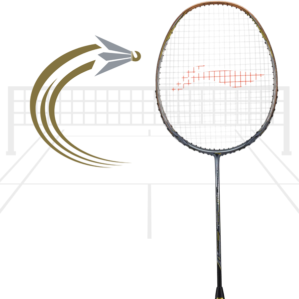 Li-Ning 3D Caliber 900 Unstrung Badminton Racket – Gold/Grey G5 | Powerful Aerodynamic Frame for Speed & Precision