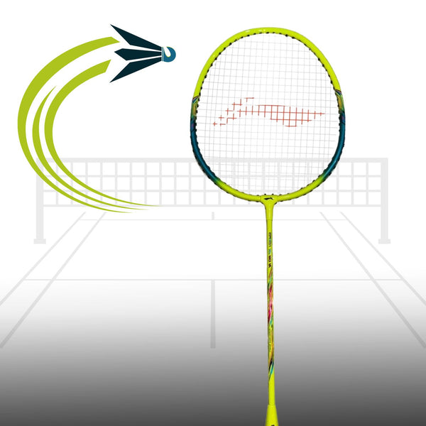 Li-Ning Smash XP 80 IV AYPU169-1 Strung Badminton Racquet, G5 Lightweight, Lime/Green, with Half Cover – Beginner All-Round Control