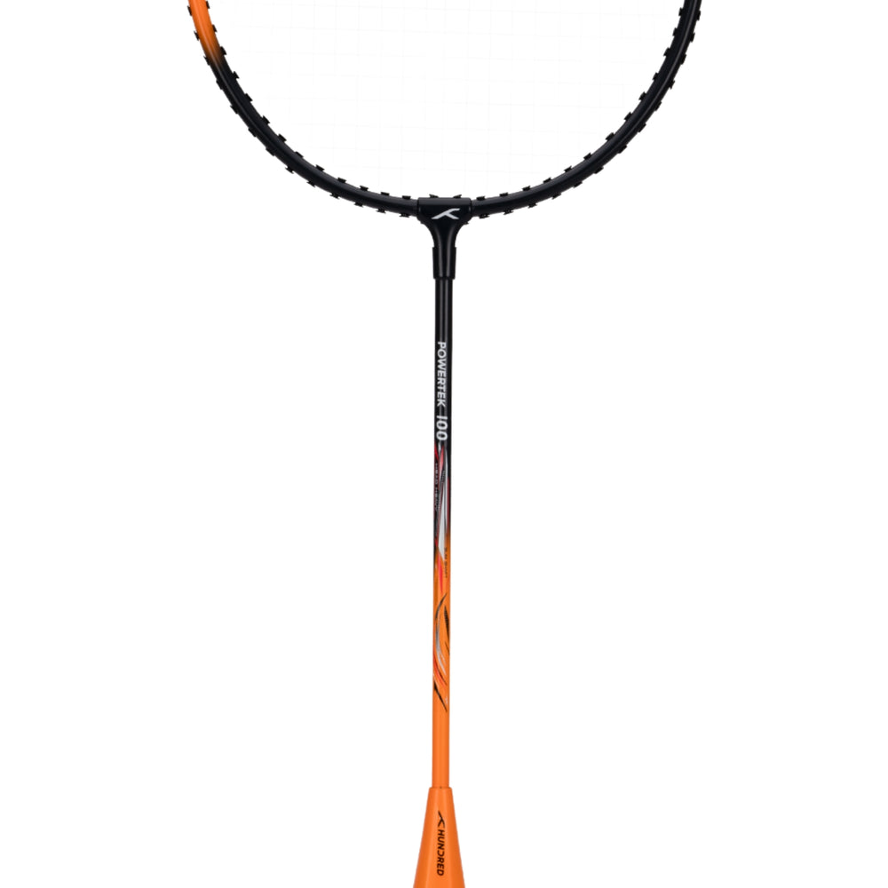 Hundred Powertek 100 Strung Badminton Racquets Set, Black/Orange | Lightweight Alloy Frame, Durable Strings, Ideal for Beginners & Recreational Players - Best Price online Prokicksports.com