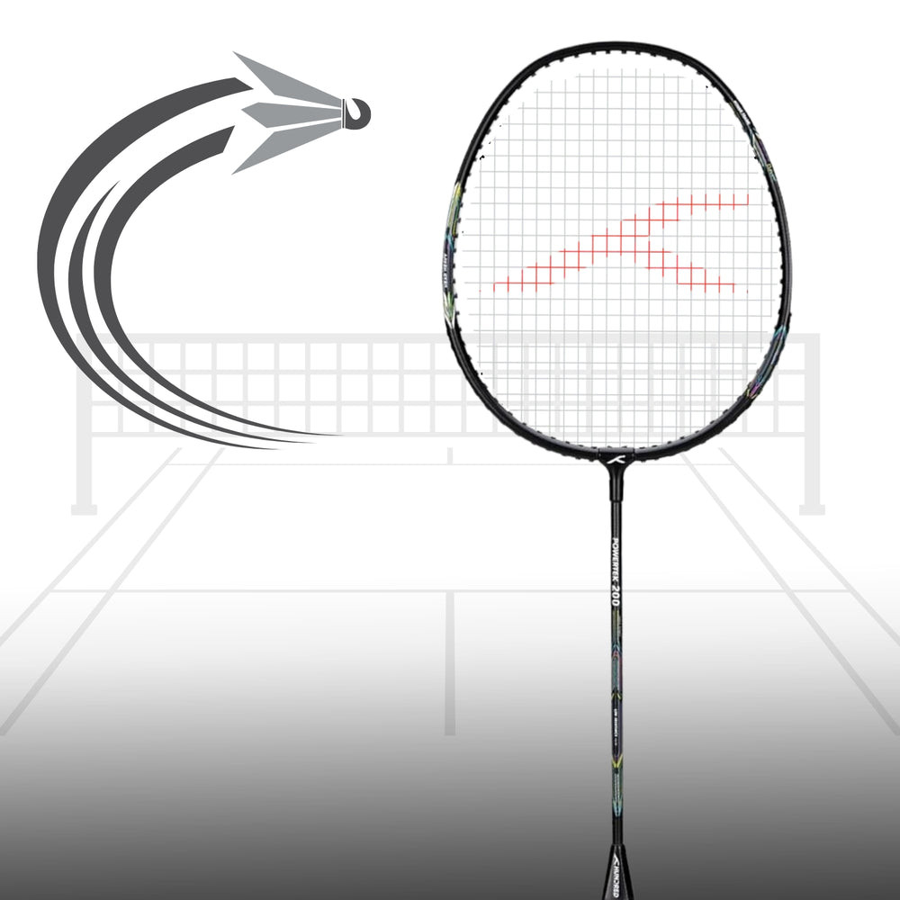 HUNDRED Powertek 200 Strung Badminton Racquet | Lightweight 95g | Head-Heavy Balance | Flexible Shaft | G5 Grip | Ideal for Intermediate Players