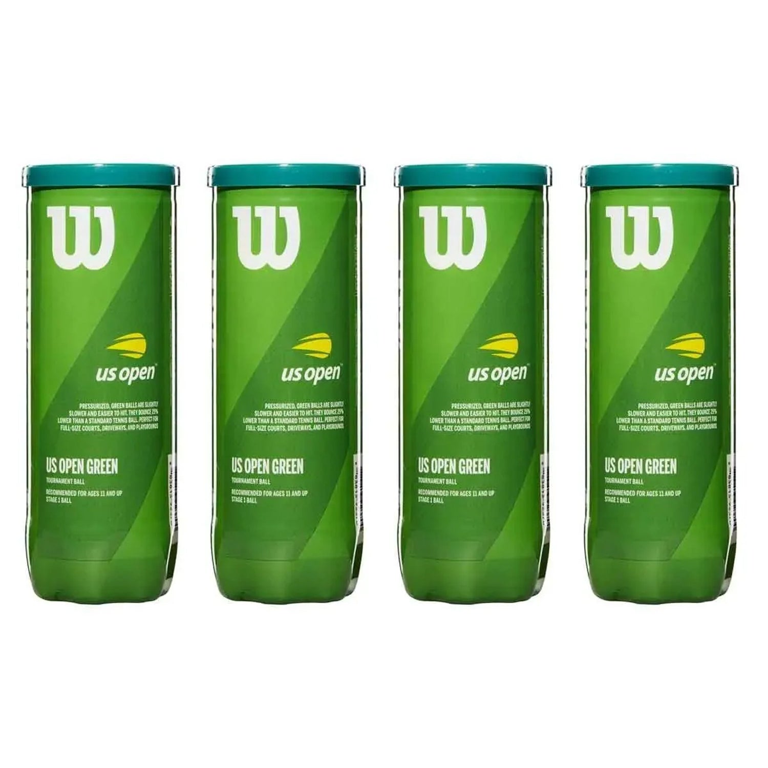 Wilson US Open Green Tournament Tennis Balls Dozen (4 Cans) - Best Price online Prokicksports.com