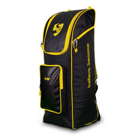 SG V12 Duffle Junior Cricket Kit Bag with Wheelie – Compact Trolley Bag for Kids with Shoulder Straps, Black/Yellow, Lightweight and Durable - Best Price online Prokicksports.com