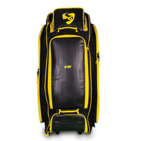SG V12 Duffle Wheelie Cricket Kit Bag – Large Capacity Trolley with Wheels & Shoulder Straps, Black/Yellow, for Players and Sports Travel - Best Price online Prokicksports.com