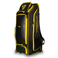 SG V12 Duffle Wheelie Cricket Kit Bag – Large Capacity Trolley with Wheels & Shoulder Straps, Black/Yellow, for Players and Sports Travel - Best Price online Prokicksports.com