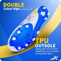 Vector X Rapid 2.0 Football Shoes for Men - White/Blue | Lightweight Soccer Cleats with TPU Sole for Firm Grip & Comfort - Best Price online Prokicksports.com