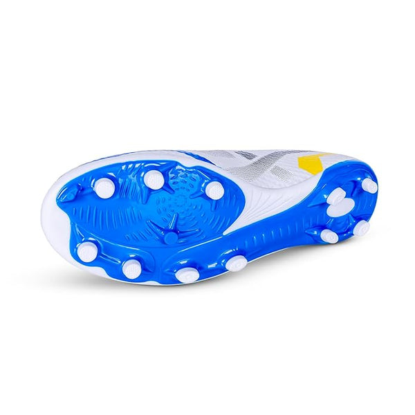 Vector X Rapid 2.0 Football Shoes for Men - White/Blue | Lightweight Soccer Cleats with TPU Sole for Firm Grip & Comfort