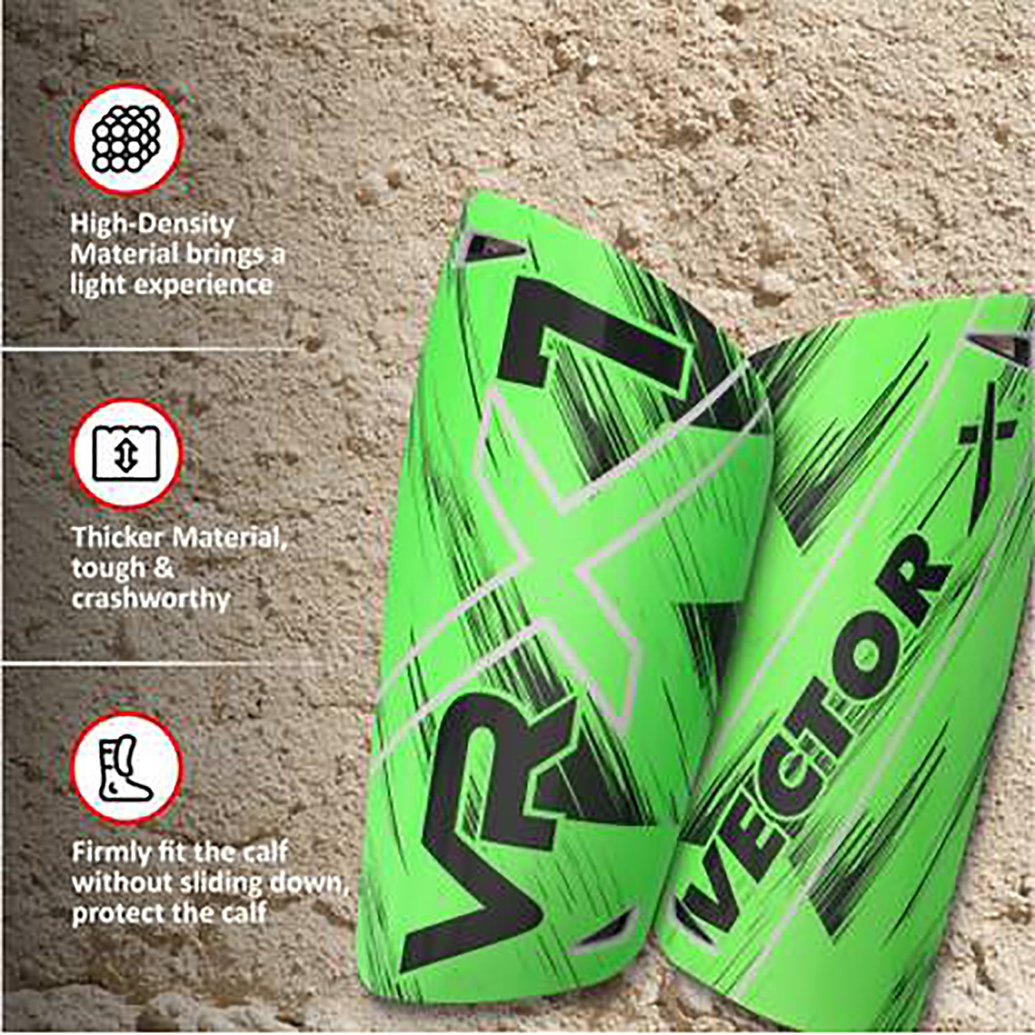 Vector X VRX7 Football Shinguard | Small/Medium | Lightweight Hard Shell, Foam Padding and Secure Fit for Men, Women, Youth Match Training Use - Best Price online Prokicksports.com