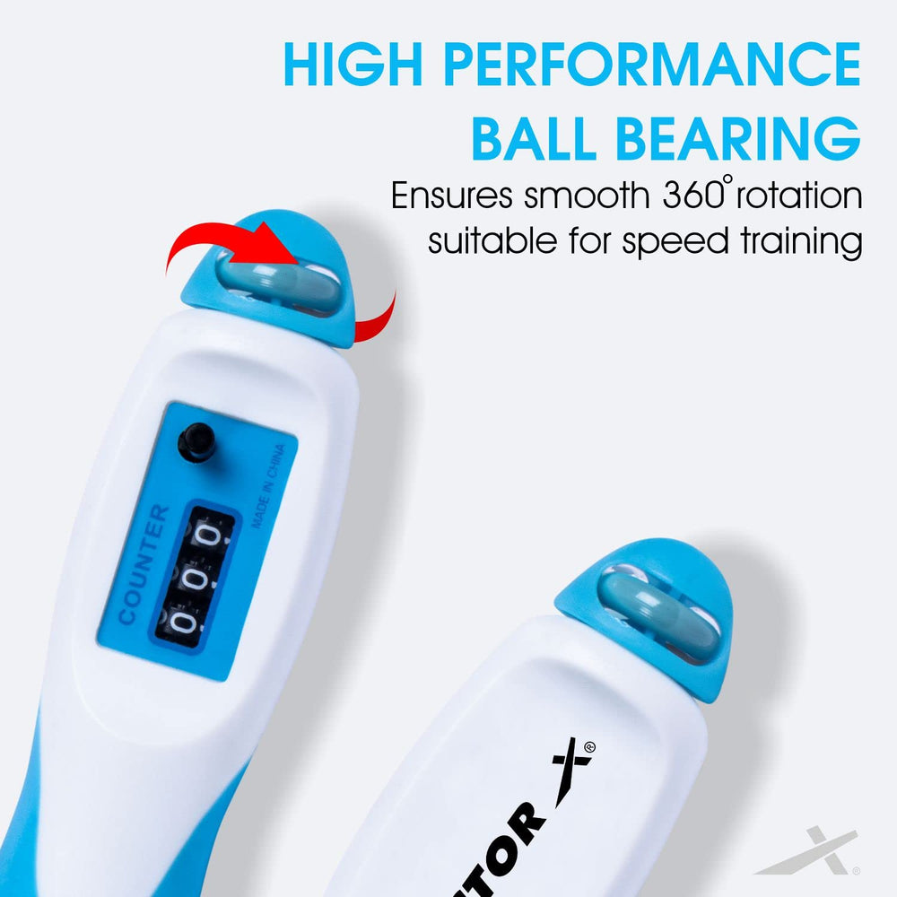 Vector X VX-720 Manual Counter Jump Rope | Adjustable Speed Skipping Rope with In-Built Counter | Blue | For Fitness, Cardio, Endurance & Weight Loss - Best Price online Prokicksports.com