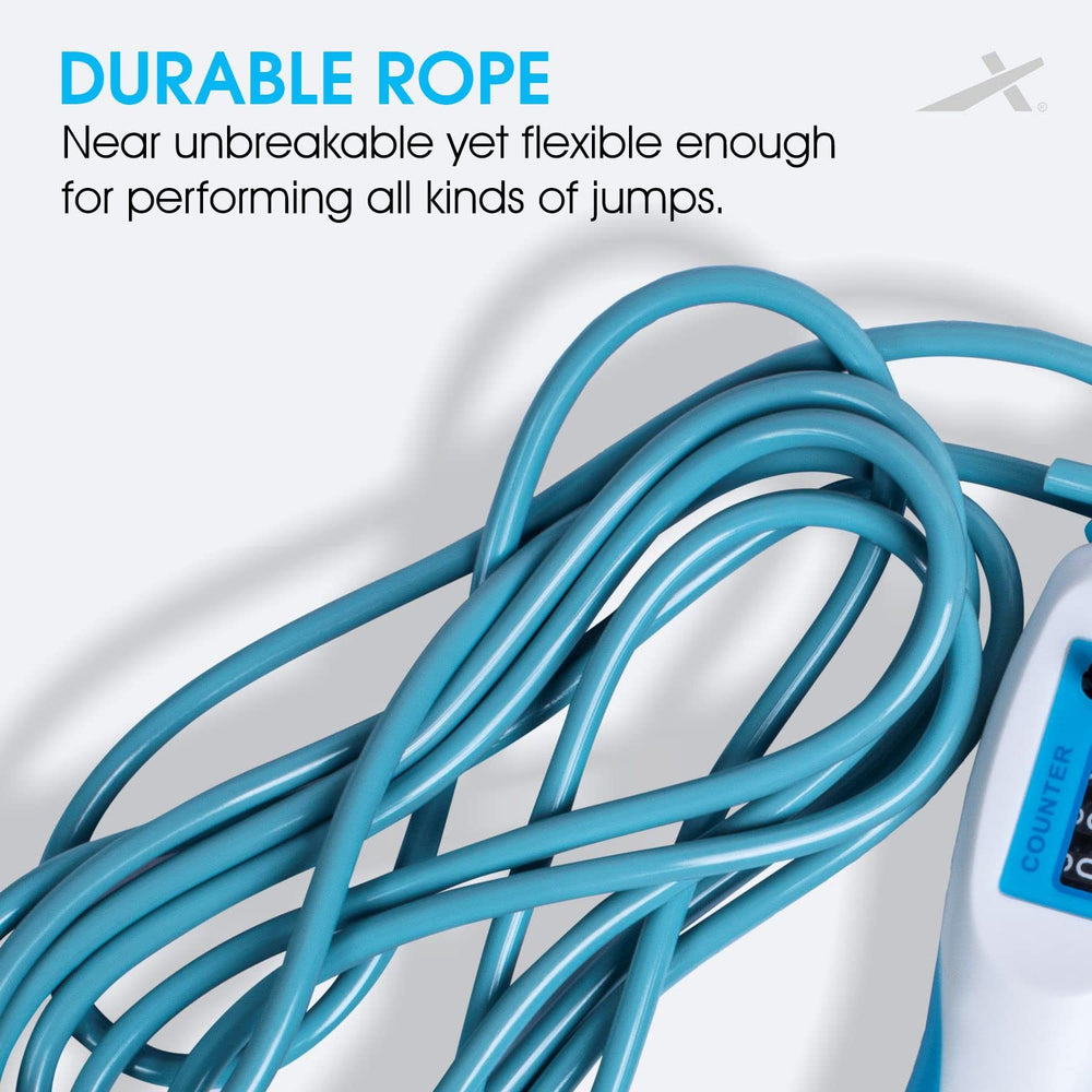 Vector X VX-720 Manual Counter Jump Rope | Adjustable Speed Skipping Rope with In-Built Counter | Blue | For Fitness, Cardio, Endurance & Weight Loss - Best Price online Prokicksports.com