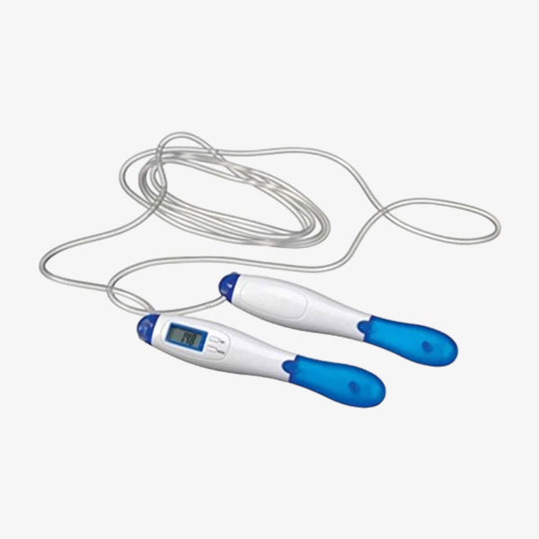 Vector X VX-810 Digital Skipping Rope | Adjustable Jump Rope with Calorie Counter & Timer | Fitness, Cardio & Weight Loss Equipment – White/Blue