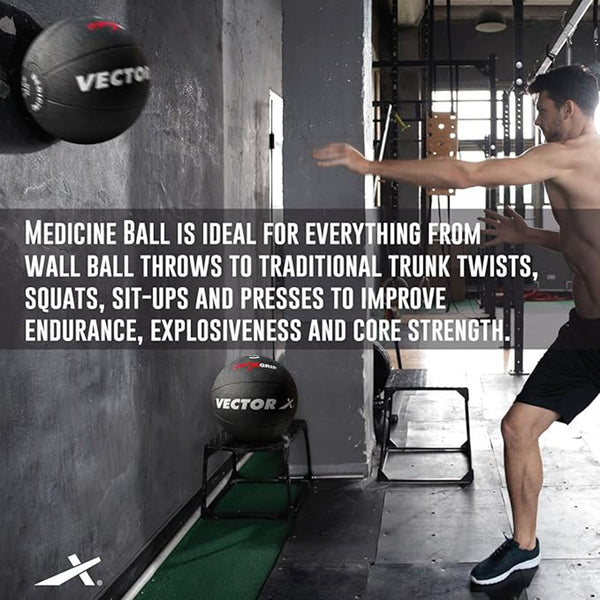 Vector X Rubber Medicine Ball – 5kg | Durable and Non-Slip Medicine Ball for Fitness, Strength Training, and Core Workouts