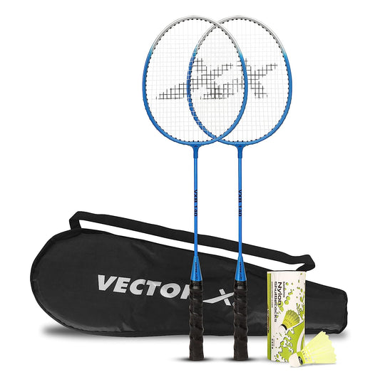 Vector X VXB-140 Badminton Racquet Set of 2 with Pack of 3 Shuttlecocks - Best Price online Prokicksports.com
