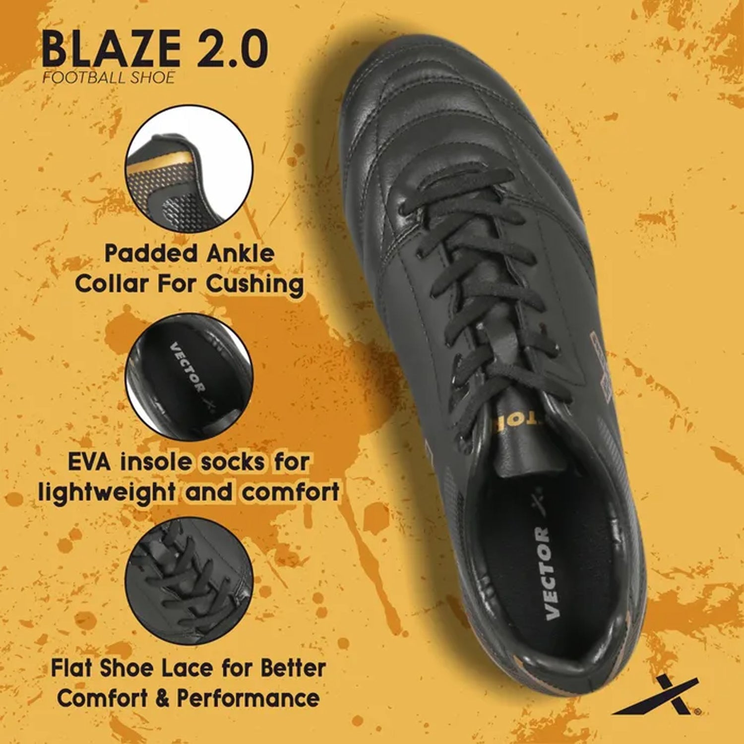 Vector X Blaze 2.0 Football Shoes, Black/Gold - Best Price online Prokicksports.com