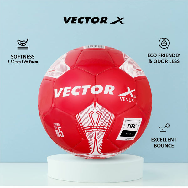 Vector X Venus TPU Machine Stitched Football Size 5 | FIFA BASIC Certified Indoor & Outdoor Match & Training Football