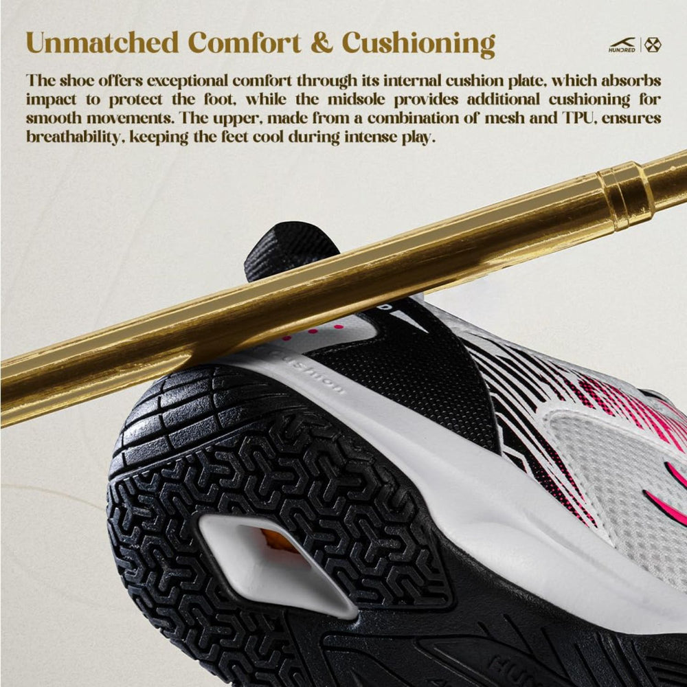 Hundred Court Star Pro Non-Marking Shoes | Multi-Sport Indoor Court Shoes | Lightweight Gum Rubber Sole | For Badminton, Squash, Table Tennis & Volleyball (Men/Women) - Best Price online Prokicksports.com