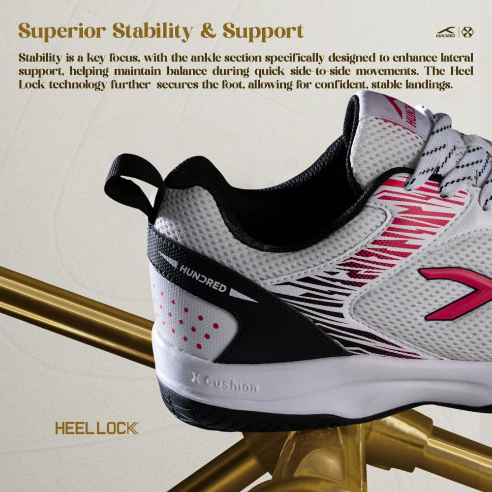 Hundred Court Star Pro Non-Marking Shoes | Multi-Sport Indoor Court Shoes | Lightweight Gum Rubber Sole | For Badminton, Squash, Table Tennis & Volleyball (Men/Women) - Best Price online Prokicksports.com
