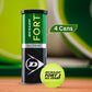 Dunlop Fort All Court Tennis Balls Dozen, Yellow (4 Cans) - Best Price online Prokicksports.com