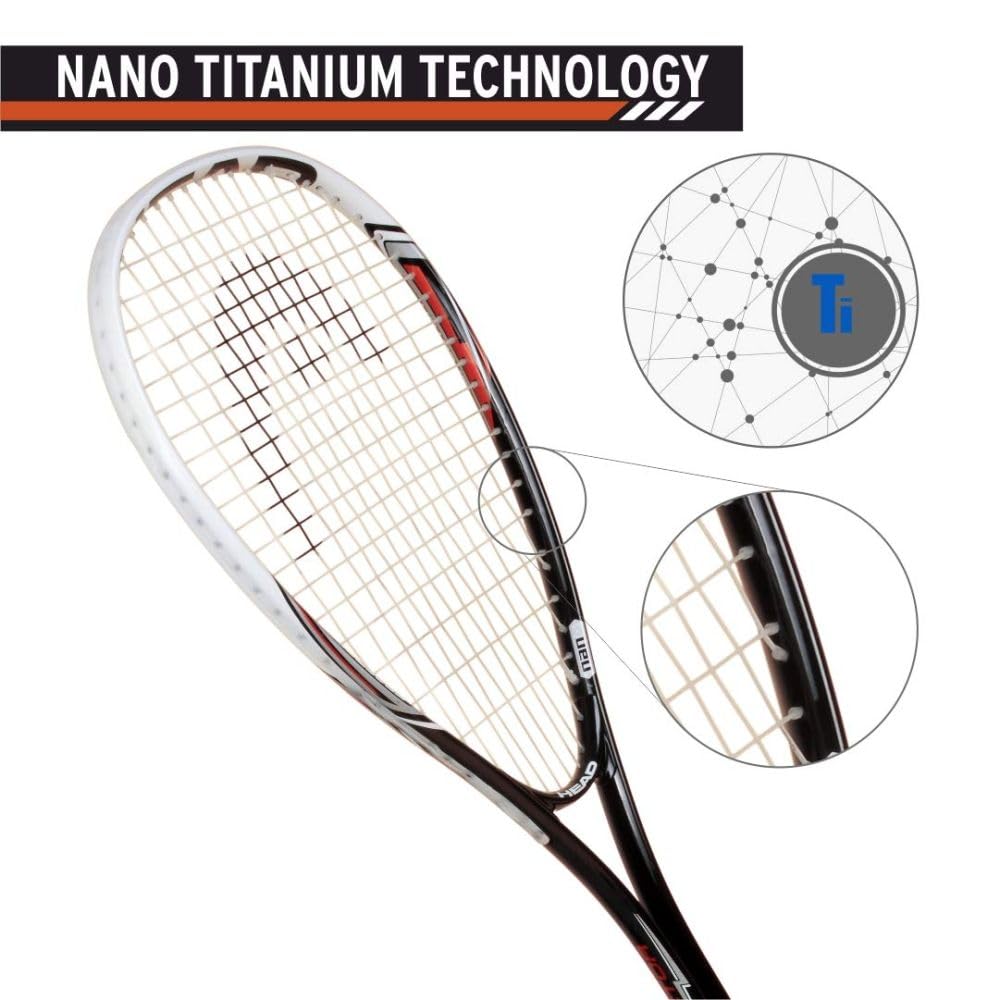 HEAD Nano Ti Spector 2.0 Squash Racquet (Black/White) | Head-Light Maneuverable Entry-Level Frame