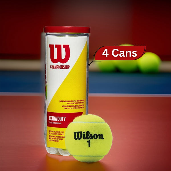 Wilson Championship Extra Duty Tennis Balls Dozen, 4 Cans - Yellow