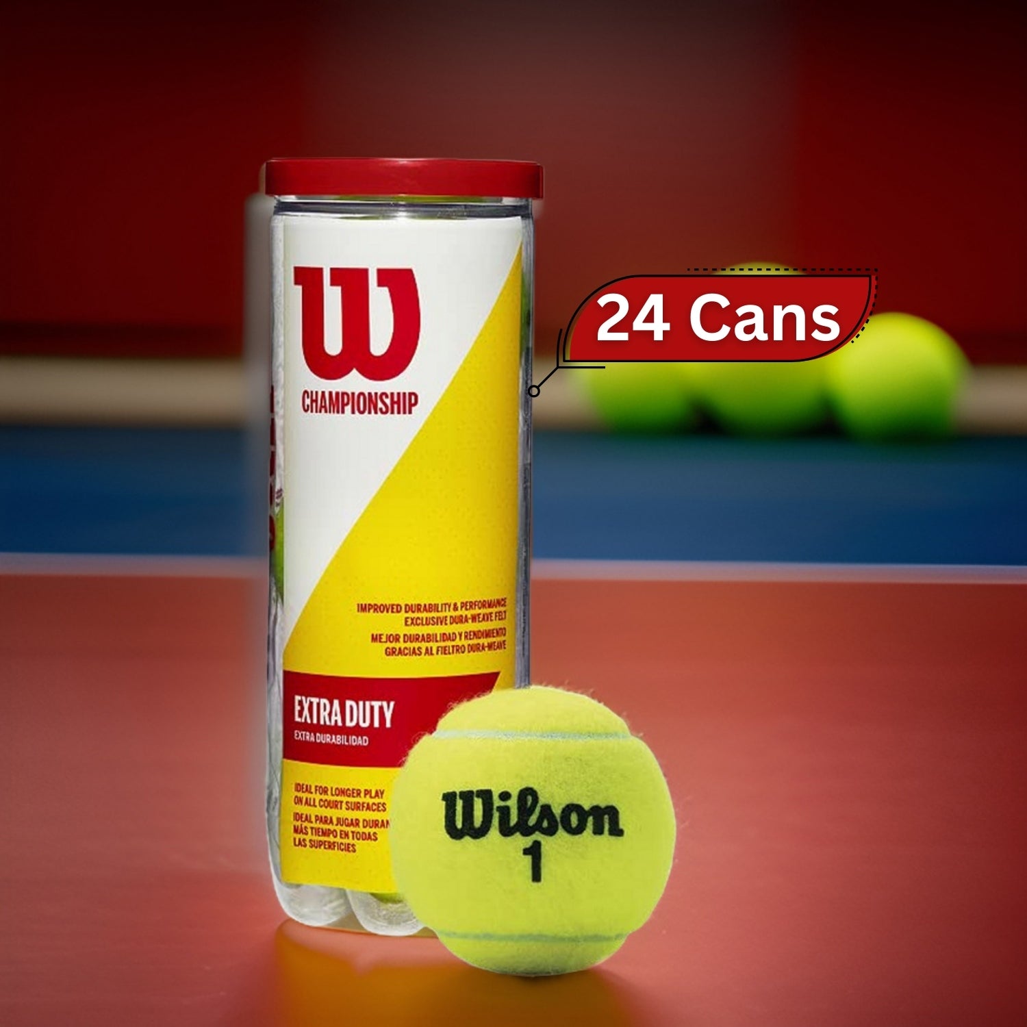 Wilson Championship Extra Duty Tennis Balls Carton, (24 Cans) - Best Price online Prokicksports.com