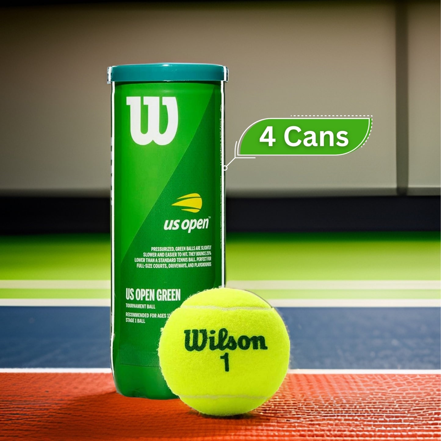 Wilson US Open Green Tournament Tennis Balls Dozen (4 Cans) - Best Price online Prokicksports.com