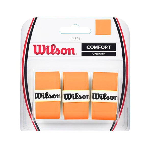 Wilson Comfort Pro Tennis Overgrip (Pack of 3) | Super Absorbent | Non-Slip Tacky Feel | Burn Orange | Fits All Racket Sizes