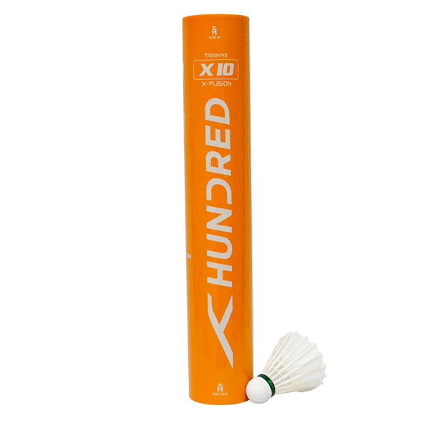 HUNDRED X10 X-Fusion Hybrid Badminton Shuttlecock, Speed 77 (1 Tube)
