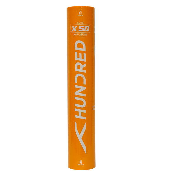 HUNDRED X50 X-Fusion Hybrid Badminton Shuttlecock, Speed 76 (1 Tube)