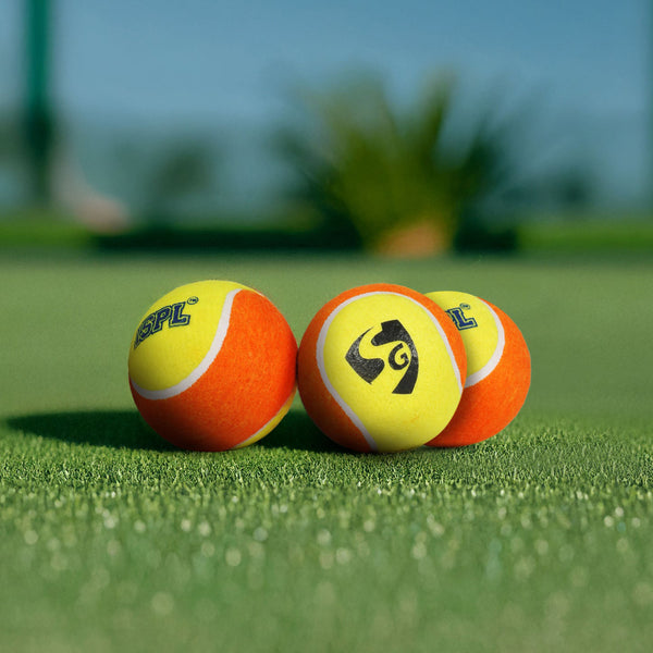 SG X ISPL Cricket Tennis Balls Yellow/Orange – Durable Bounce Balls for Tennis Ball Cricket, Practice and Tournaments for Adult Players