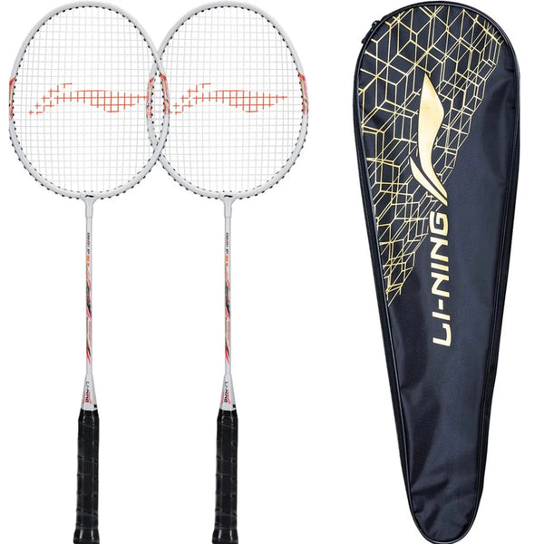 Li-Ning Smash XP 90 IV Strung Badminton Racquet with Full Cover (Pack of 2) G5 White/Orange | Lightweight Beginner Racquets
