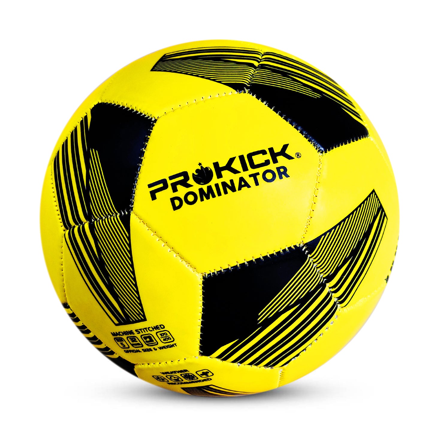 Prokick Dominator Machine Stitched 32 Panel Football, Size 5 (Yellow/Black) - Best Price online Prokicksports.com