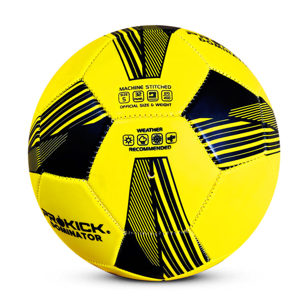 Prokick Dominator Machine Stitched 32 Panel Football, Size 5 (Yellow/Black)