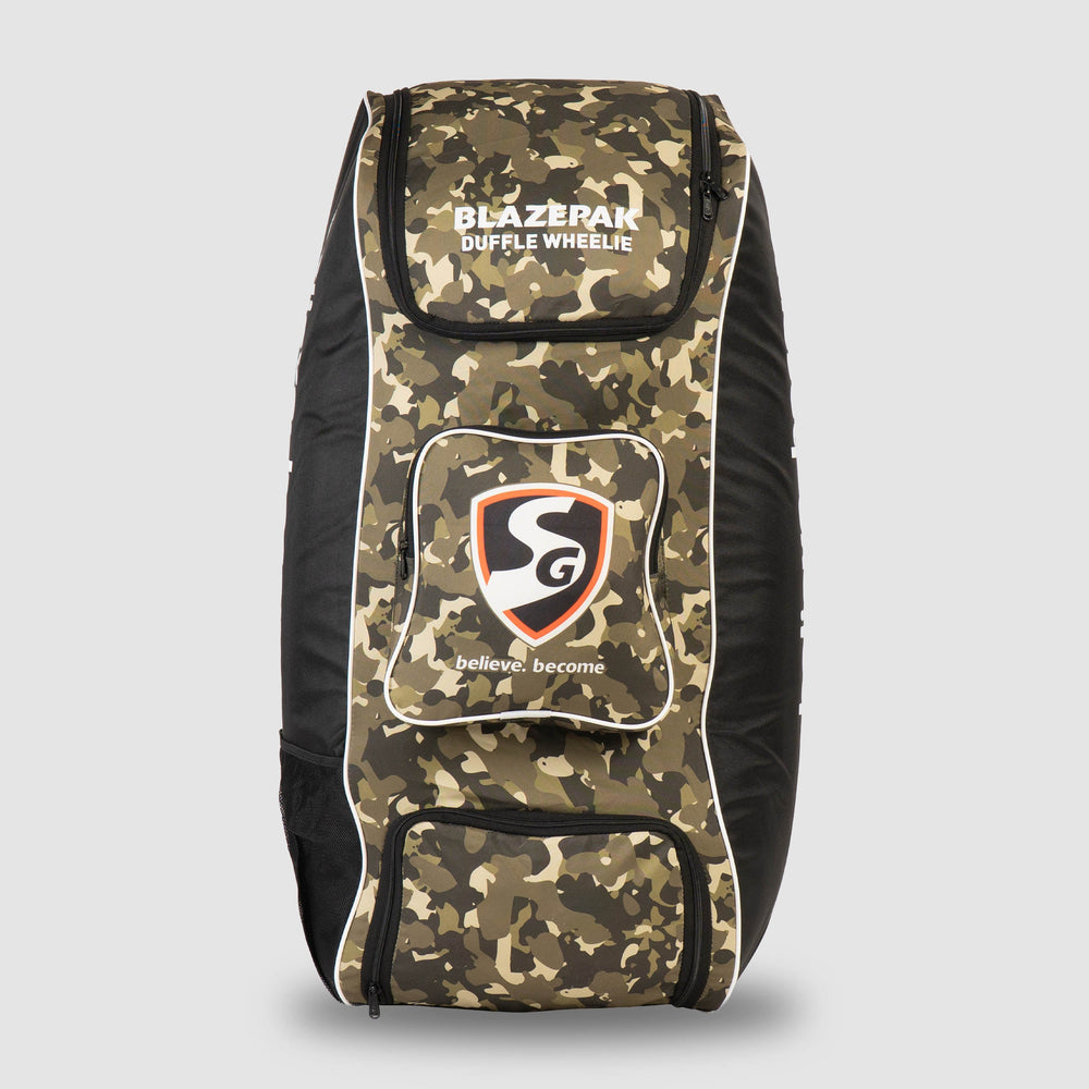 SG Blazepak Duffle Wheelie Cricket Kit Bag | Water-Resistant Fabric | Black Camouflage