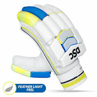 DSC Condor Glider Leather Cricket Batting Gloves for Men, Right Hand – Premium Protection-White/Blue/Yellow - Best Price online Prokicksports.com