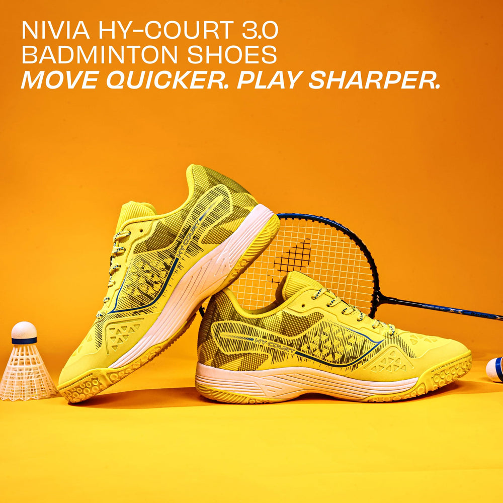 NIVIA Hy Court 3.0 Badminton Shoes – Mesh/TPU Upper, Duofoam Cushion, Non-marking Herringbone Sole | Lightweight Comfort, Secure Fit, For Indoor Court Sports