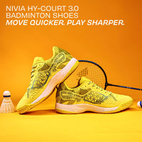 NIVIA Hy Court 3.0 Badminton Shoes – Mesh/TPU Upper, Duofoam Cushion, Non-marking Herringbone Sole | Lightweight Comfort, Secure Fit, For Indoor Court Sports