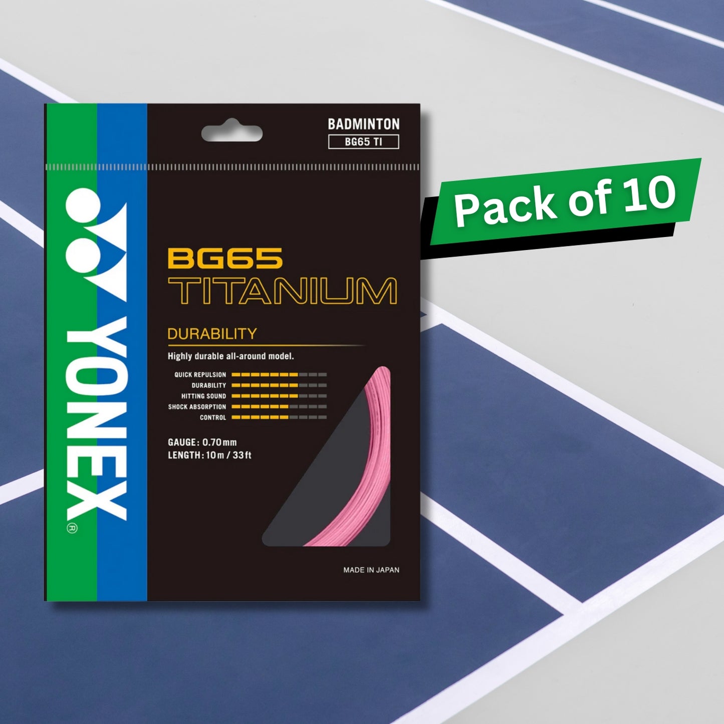 Yonex BG 65 TITANIUM Badminton Strings - Pack of 10 Strings - Best Price online Prokicksports.com