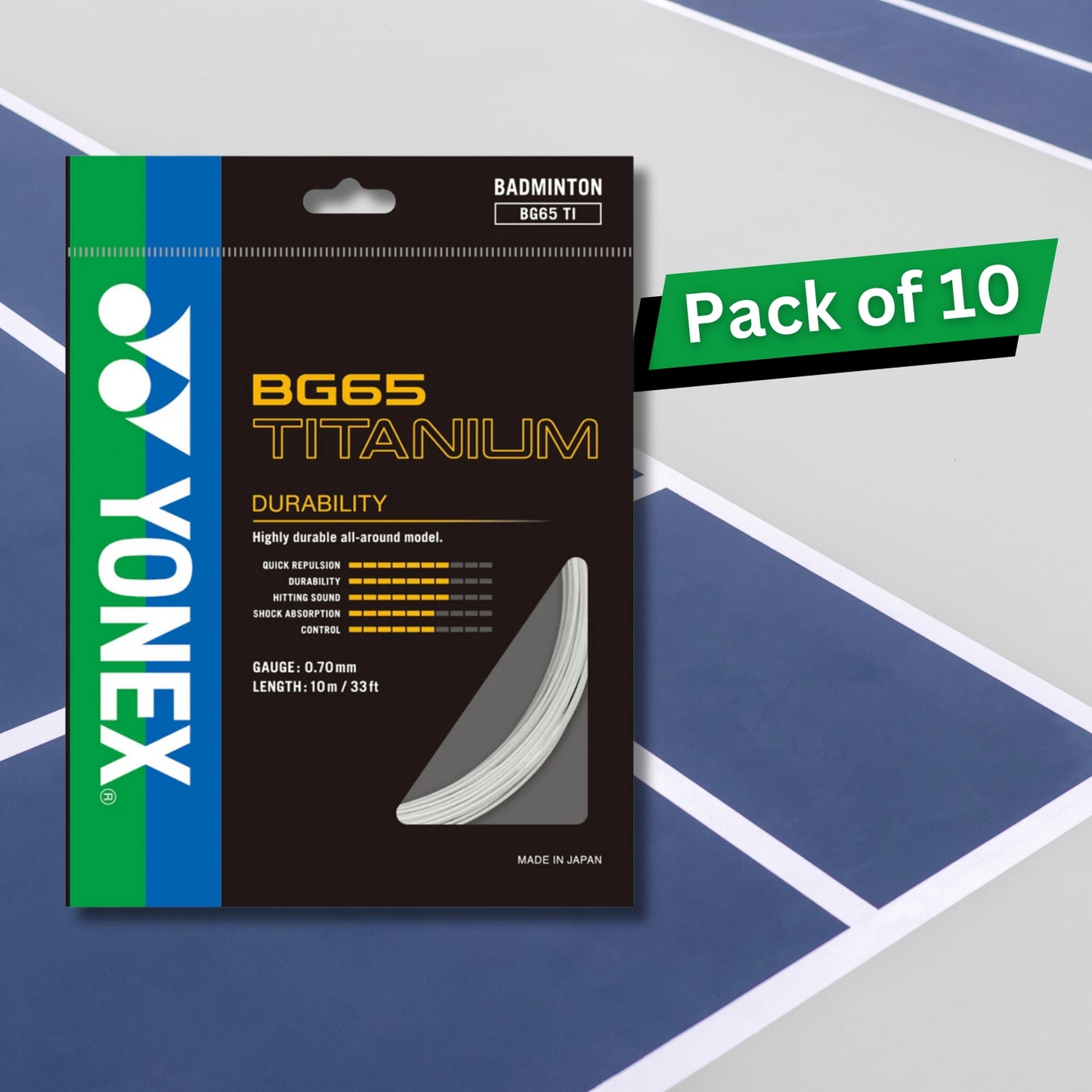 Yonex BG 65 TITANIUM Badminton Strings - Pack of 10 Strings - Best Price online Prokicksports.com