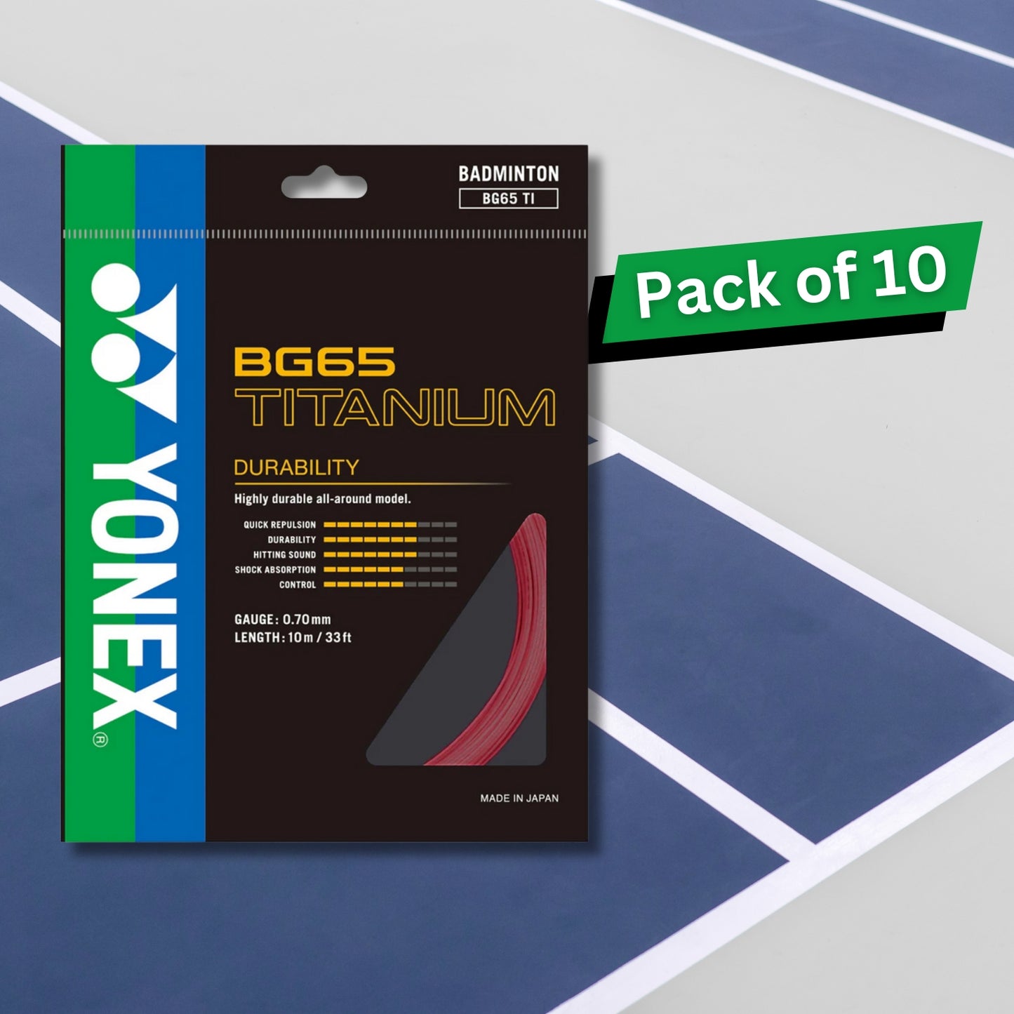 Yonex BG 65 TITANIUM Badminton Strings - Pack of 10 Strings - Best Price online Prokicksports.com