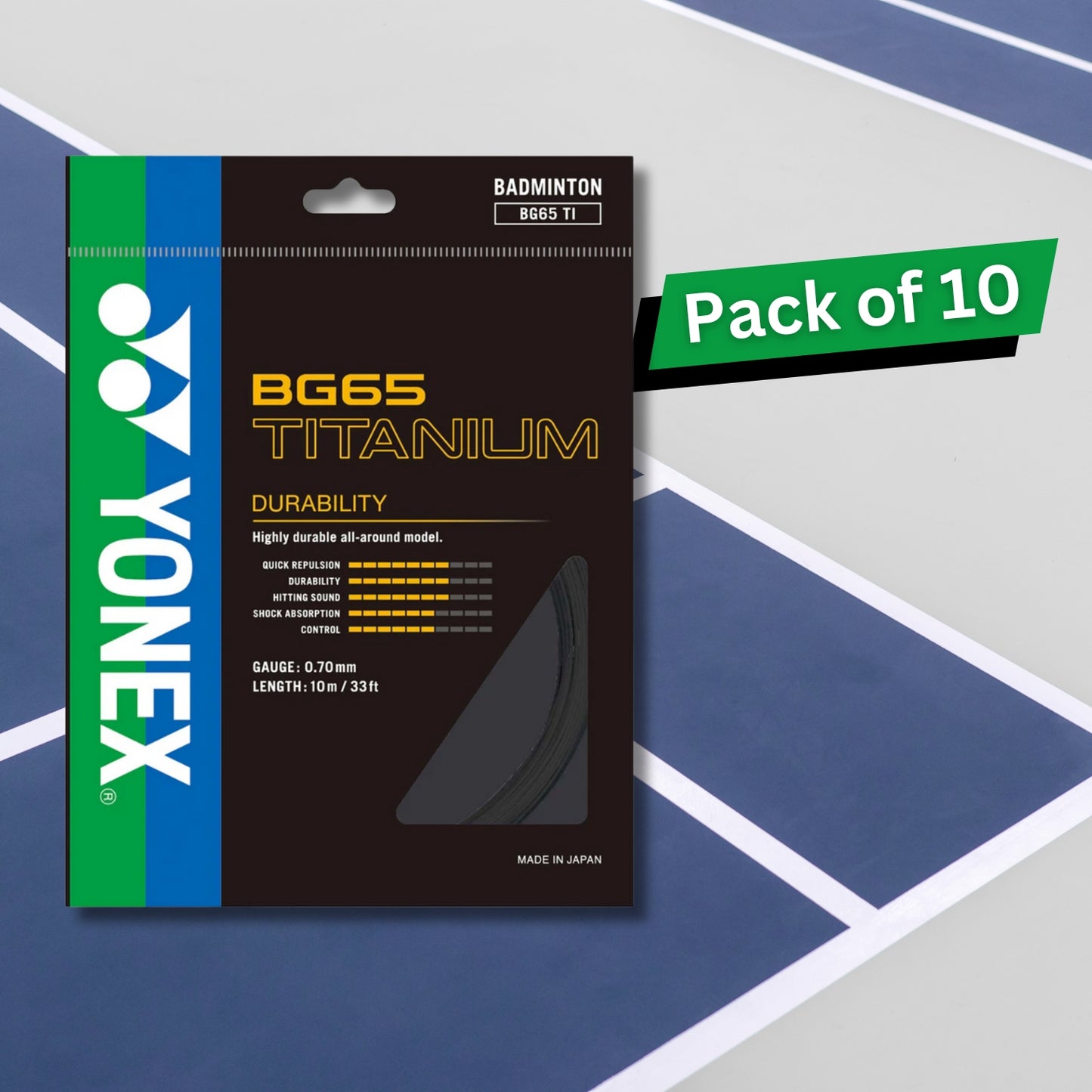 Yonex BG 65 TITANIUM Badminton Strings - Pack of 10 Strings - Best Price online Prokicksports.com