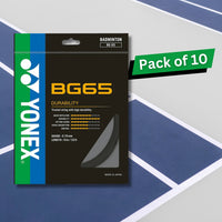 Yonex BG 65 Badminton Strings – 0.70mm Gauge, 10m Set, Pack of 10 (Durable Multifilament Nylon for All-Round Play) - Best Price online Prokicksports.com