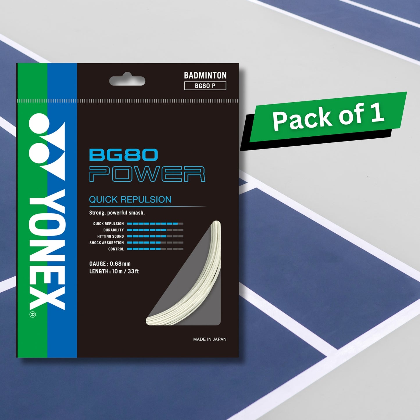 Yonex BG80 Power Badminton Strings, 0.68mm