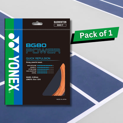 Yonex BG80 Power Badminton Strings, 0.68mm