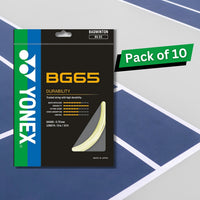 Yonex BG 65 Badminton Strings – 0.70mm Gauge, 10m Set, Pack of 10 (Durable Multifilament Nylon for All-Round Play) - Best Price online Prokicksports.com